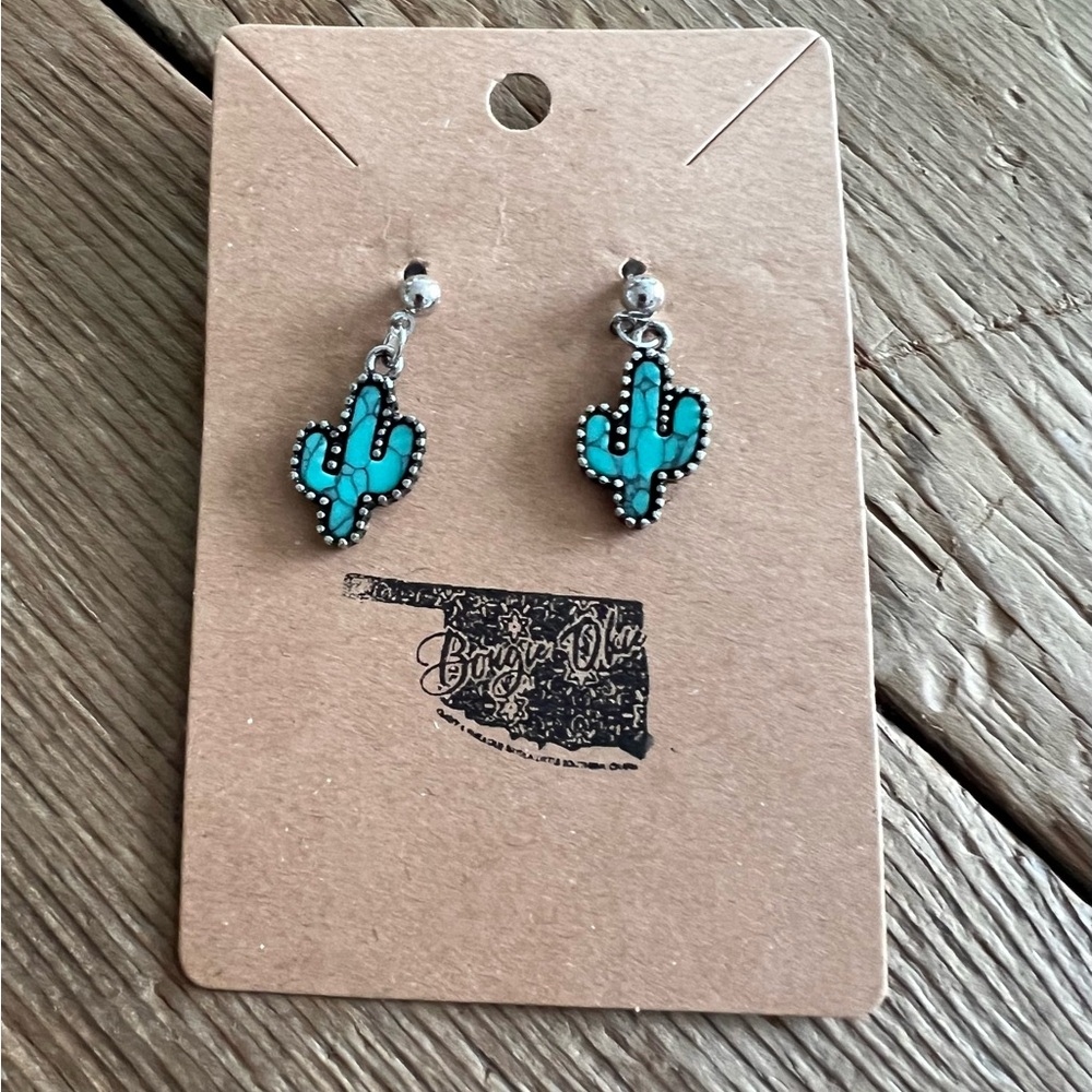 NWT Turquoise Cactus Drop Earrings